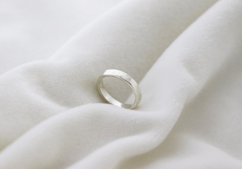 Kawagoe [Silver 925] Water ripple wide ring sterling silver ring handmade custom - แหวนคู่ - เงินแท้ สีเงิน