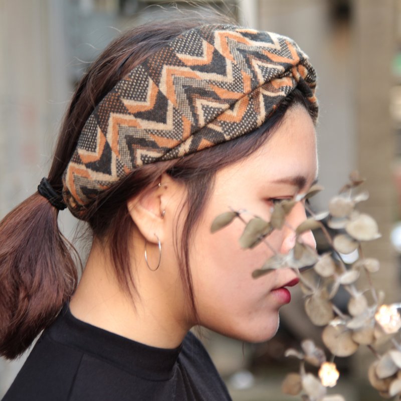 Deinagkistrodon Acutus Taiwan handmade crisscross elastic hairband - Hair Accessories - Cotton & Hemp Orange