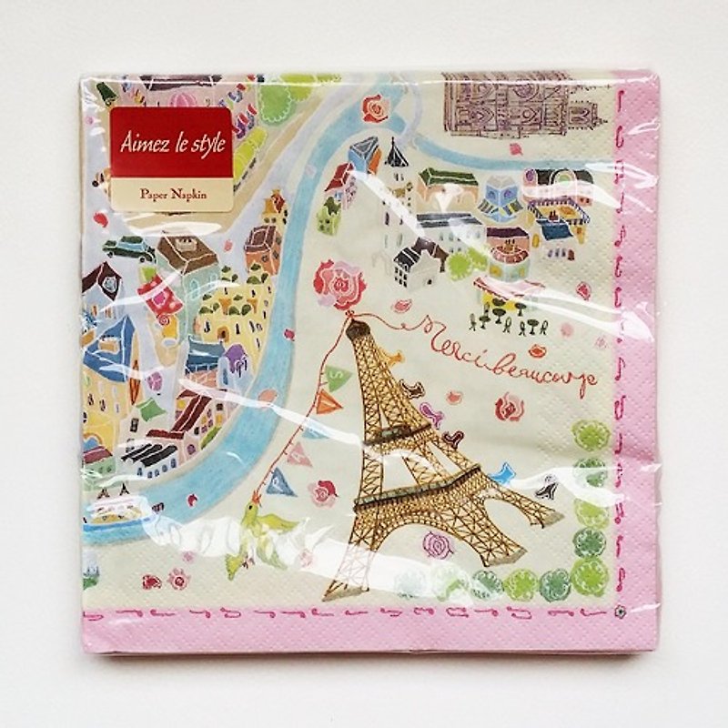 Aimez le style napkin 10 into the German system [painted map of Paris (00064)] - Place Mats & Dining Décor - Paper Multicolor