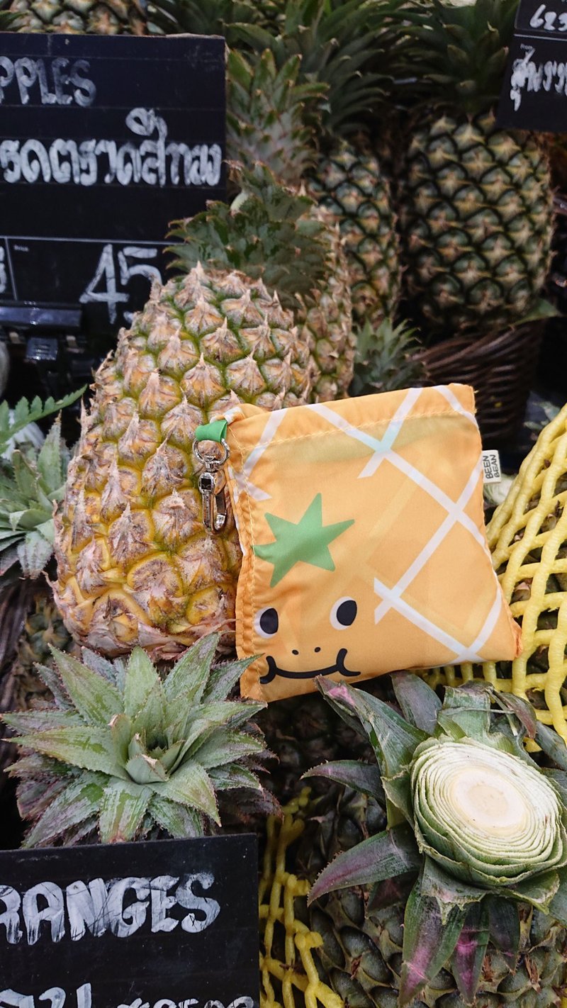 Yellow Pineapple Reusable folding Eco shopping bag - Handbags & Totes - Other Man-Made Fibers Yellow