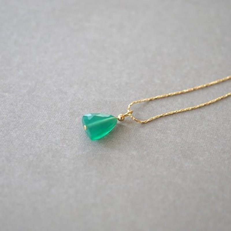 Natural stone necklace [Green onyx] - สร้อยคอ - โลหะ 