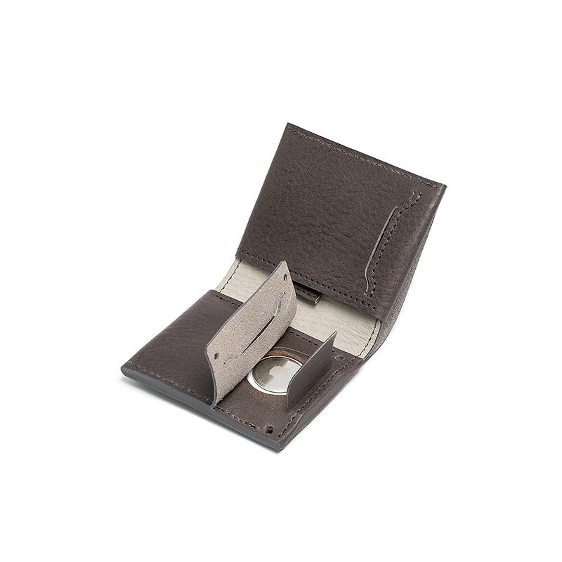 皮革 AirTag 皮夾錢包 - 銀包 - 真皮 灰色
