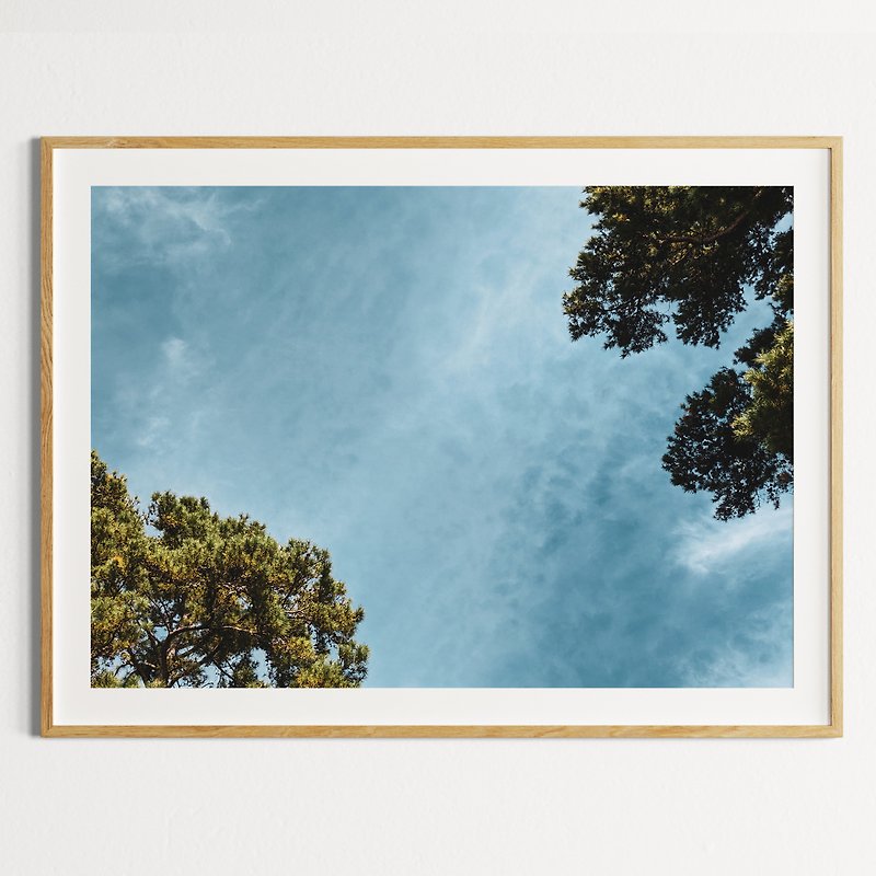 青い空、抽象的な白い雲、暖かい夏の太陽、独特の天気 - ポスター・絵 - 紙 