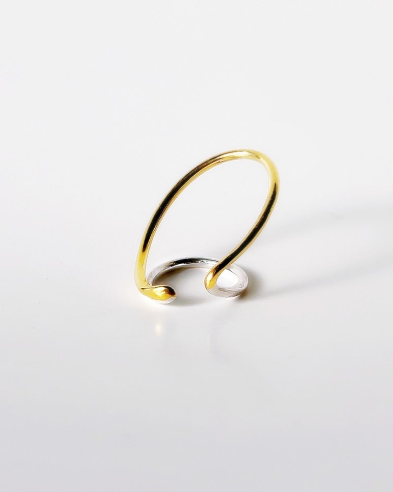 Orbit double line ring, ear cuff/Interchangeable/着せ替え/MIX/silver925 惑星 行星 軌道戒指 - 戒指 - 純銀 金色