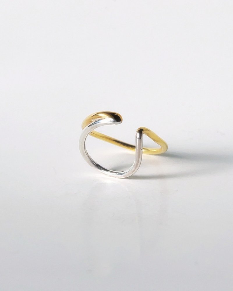 Orbit double line ring, ear cuff/Interchangeable/着せ替え/MIX/silver925 惑星 行星 軌道戒指 - 戒指 - 純銀 金色