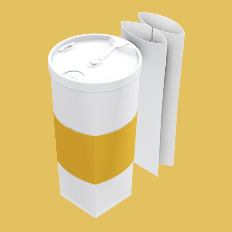 FOFOCUP Taiwan creative foldable 20oz folding cup (bright yellow) - แก้ว - พลาสติก สีเหลือง