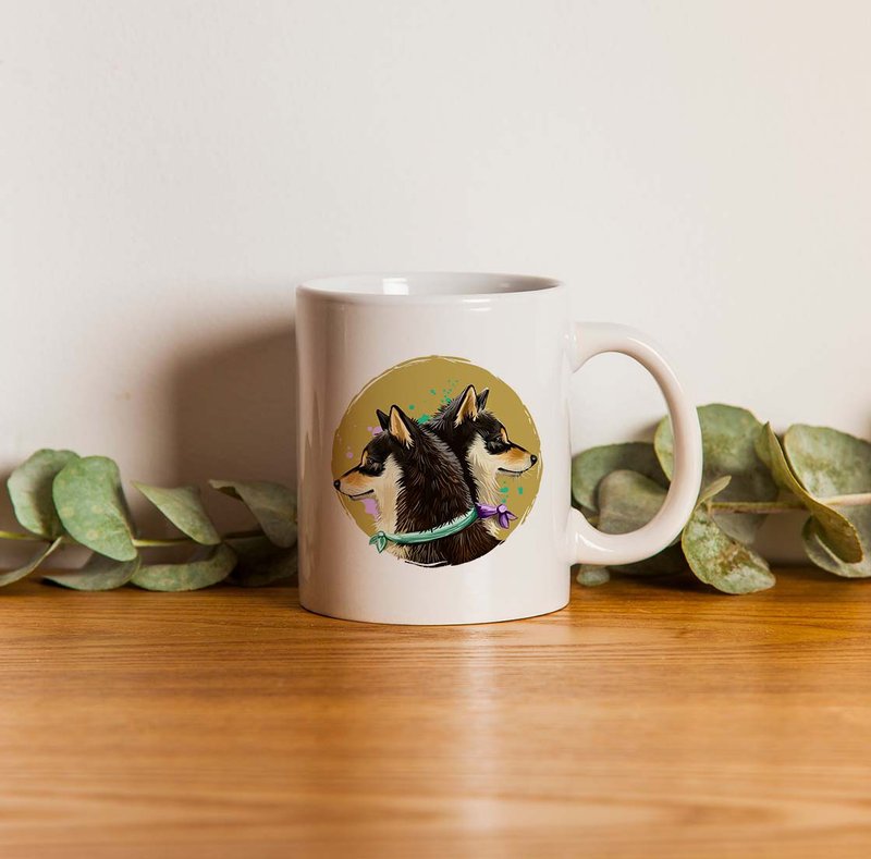 [Preferred gift] High color mug free custom printing dog - Shiba Inu - แก้วมัค/แก้วกาแฟ - ดินเผา ขาว