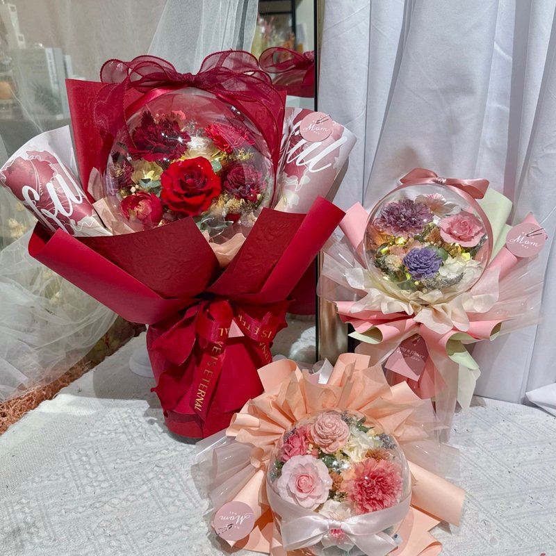 FengFlower 【不凋康乃馨波波球花束】永生花/乾燥花/母親節 - 乾燥花/永生花 - 植物．花 