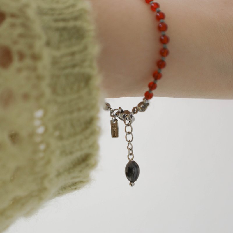 Wildberry Basket Red Agate Bracelet/Anklet - Bracelets - Stainless Steel Red