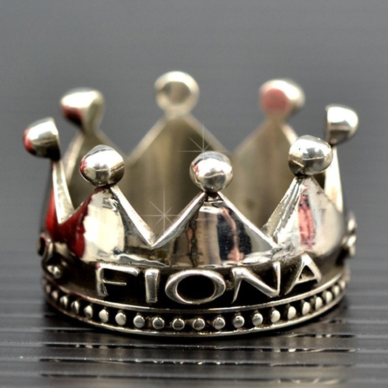 Customized.925 Sterling Silver Jewelry RCW00007-Crown Name Ring - แหวนทั่วไป - โลหะ 