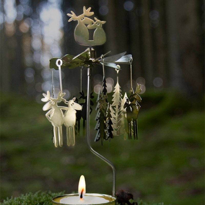 北歐駝鹿旋轉燭座(附蠟燭) - 香氛蠟燭/燭台 - 其他金屬 