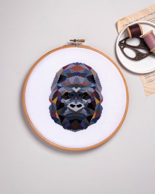 Velvet Pony Gorilla Cross Stitch PDF Pattern 十字繡