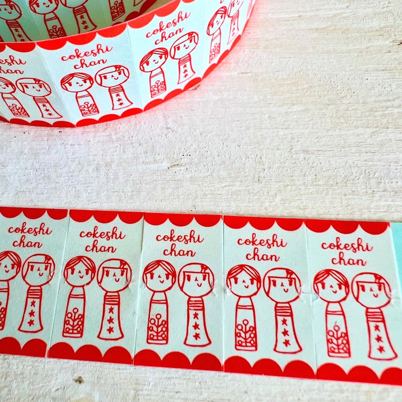 ラベラーロールシール・こけしちゃん - 貼紙 - 紙 紅色