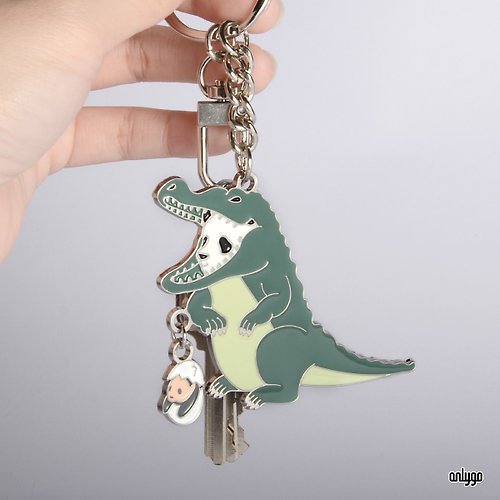 Onlygo 昂里生活創意 貓熊代班系列鑰匙圈－鱷魚 | 個人吊飾配件 動物園紀念品 送禮