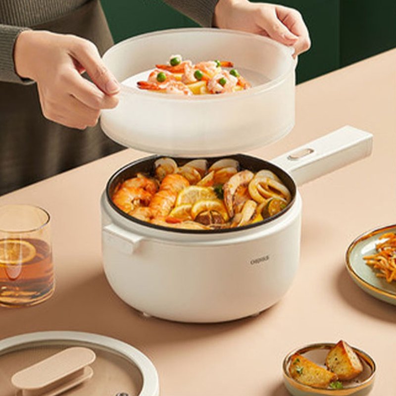 [Free Shipping Special] OIDIRE Multi-Function Electric Cooking Pot Non-Stick Cooking All-in-One Small Pot for Baby - กระทะ - วัสดุอื่นๆ ขาว