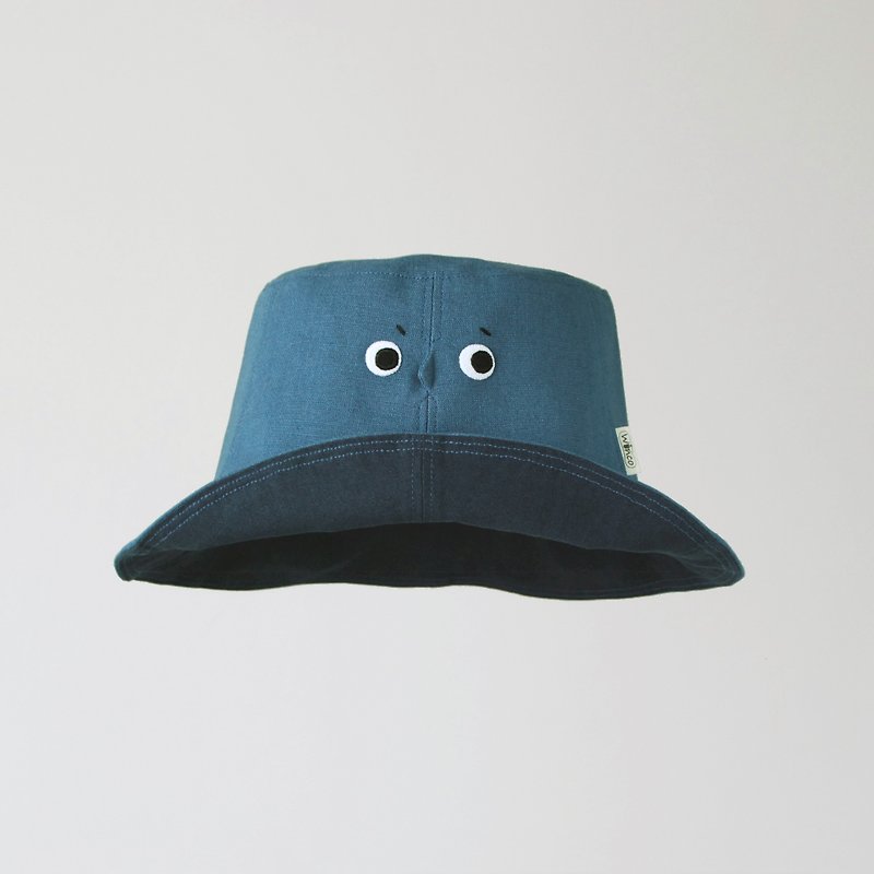 【小臉躲帽帽-深藍】 成人漁夫帽 - 帽子 - 棉．麻 藍色