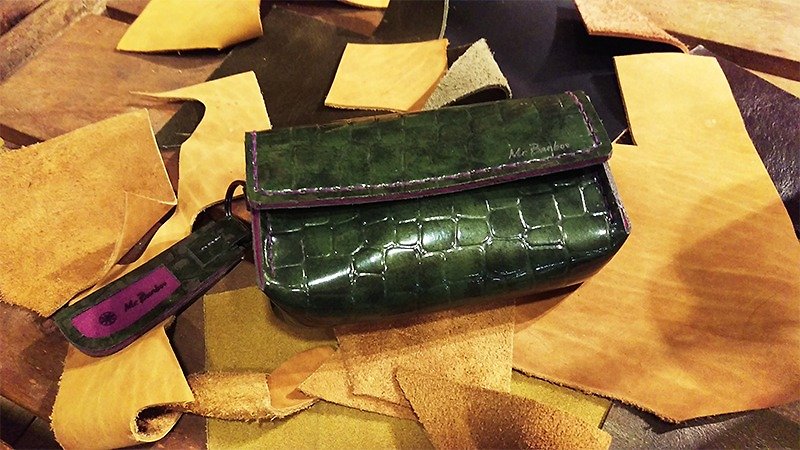 Mr.Banboo [handmade leather cigarette pack cigarette pipe mezzanine card key ring] - กระเป๋าเครื่องสำอาง - หนังแท้ สีนำ้ตาล