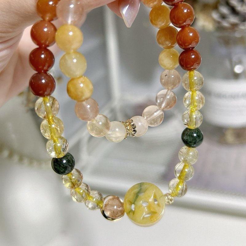 Inspiring Gradient Color Rabbit Fur (Exclusive Only One) Jade Color Rabbit Fur Multi-Treasure Long Bead Necklace - Bracelets - Crystal 