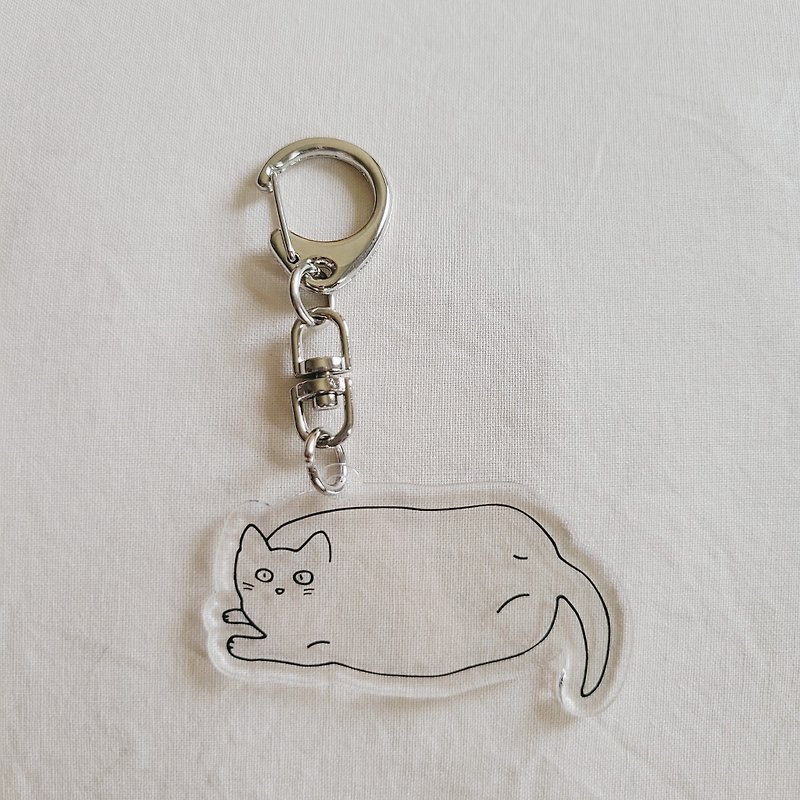 Fat Cat Acrylic Transparent Charm - Keychains - Acrylic Transparent