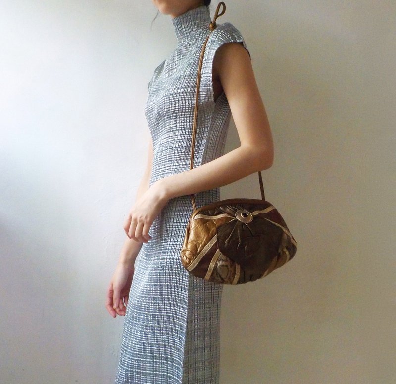 FOAK Vintage 60s American Bronze Leather Antique Bag - กระเป๋าแมสเซนเจอร์ - หนังแท้ 