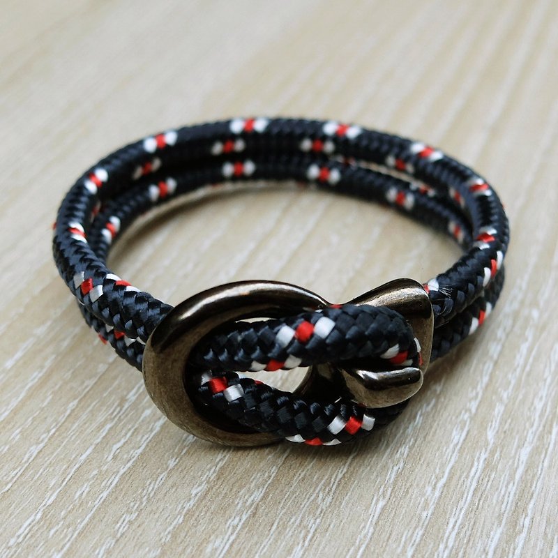 Pirate captain umbrella rope woven bracelet (black metal) - Bracelets - Polyester Black