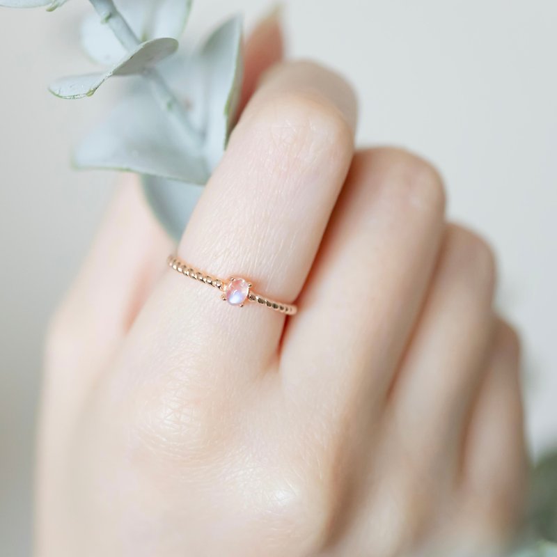月光石925純銀橢圓麻花設計戒指 可調式戒指 - 戒指 - 水晶 銀色
