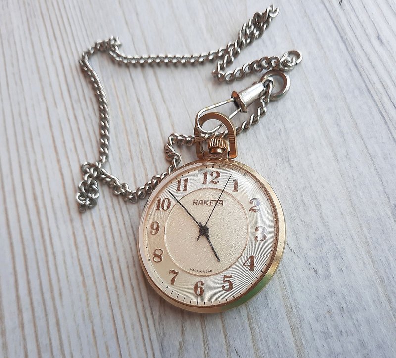 Soviet Raketa 2609.HA wind up pocket watch gold plated made in USSR - นาฬิกาผู้ชาย - สแตนเลส สีทอง