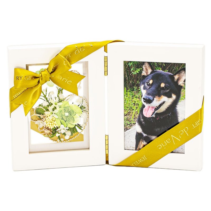 Devalier na-02 Memorial Photo Frame Pet Preserved Flower Flower lover Flower Offering Condolence Flower Arrangement - Picture Frames - Wood White