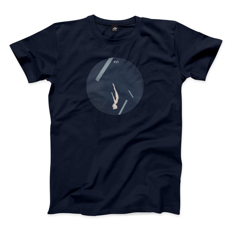 Tower-Navy-Unisex T-shirt - เสื้อยืดผู้ชาย - ผ้าฝ้าย/ผ้าลินิน สีน้ำเงิน