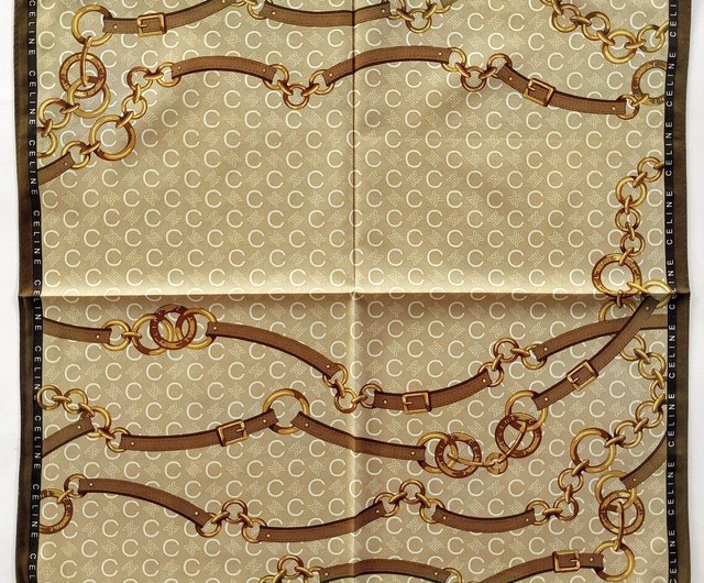 セリーヌ パリ ヴィンテージ ハンカチ レザー ベルト 20 x 19.5 インチ