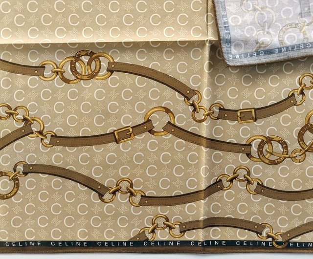 セリーヌ パリ ヴィンテージ ハンカチ レザー ベルト 20 x 19.5 インチ