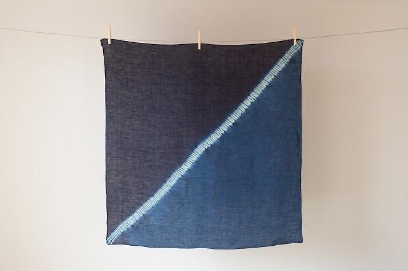 Genuine indigo dyed hemp furoshiki boundary - Other - Cotton & Hemp Blue