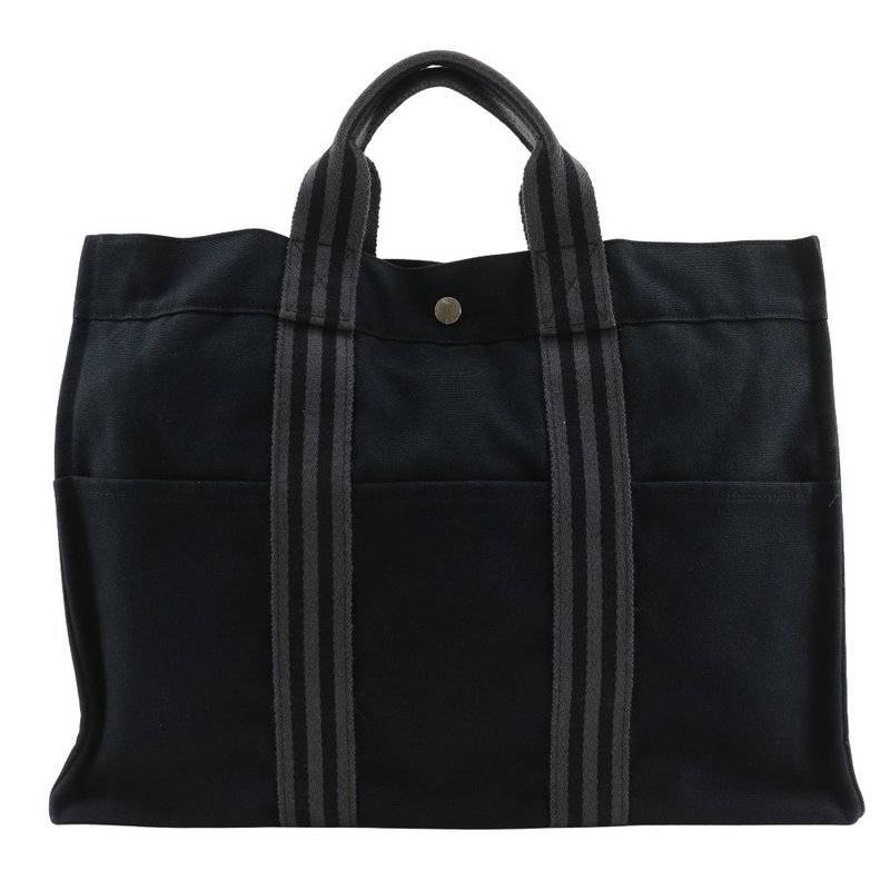 【日本直送】エルメス HERMES フールトゥMM ハンドバッグ トートバッグ コットン 黒 ユニセックス【中古】 - 手提包/手提袋 - 棉．麻 黑色