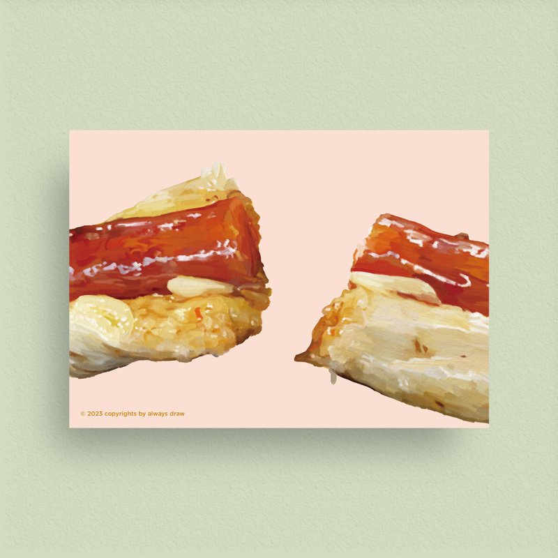 大腸包小腸 - 臺灣小吃明信片 - always eat 總繪吃系列 - 卡片/明信片 - 紙 粉紅色