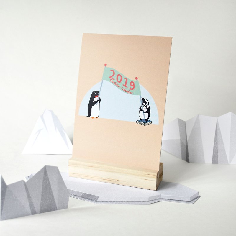 2019 Penguin Theme Deck Calendar, Holiday gift, 2019 Calendar with Stand - ปฏิทิน - กระดาษ หลากหลายสี
