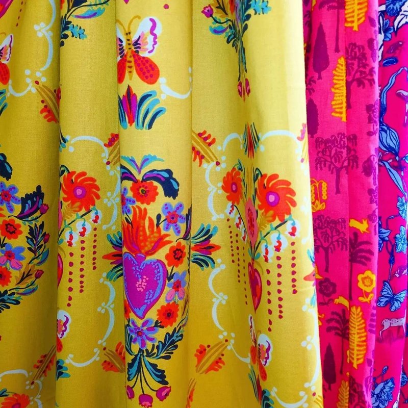 【受注制作】Nathalie Lete Flower Skirt greenyell ss23 / USA fabric / Free size / 日本製 - 裙子/長裙 - 棉．麻 綠色
