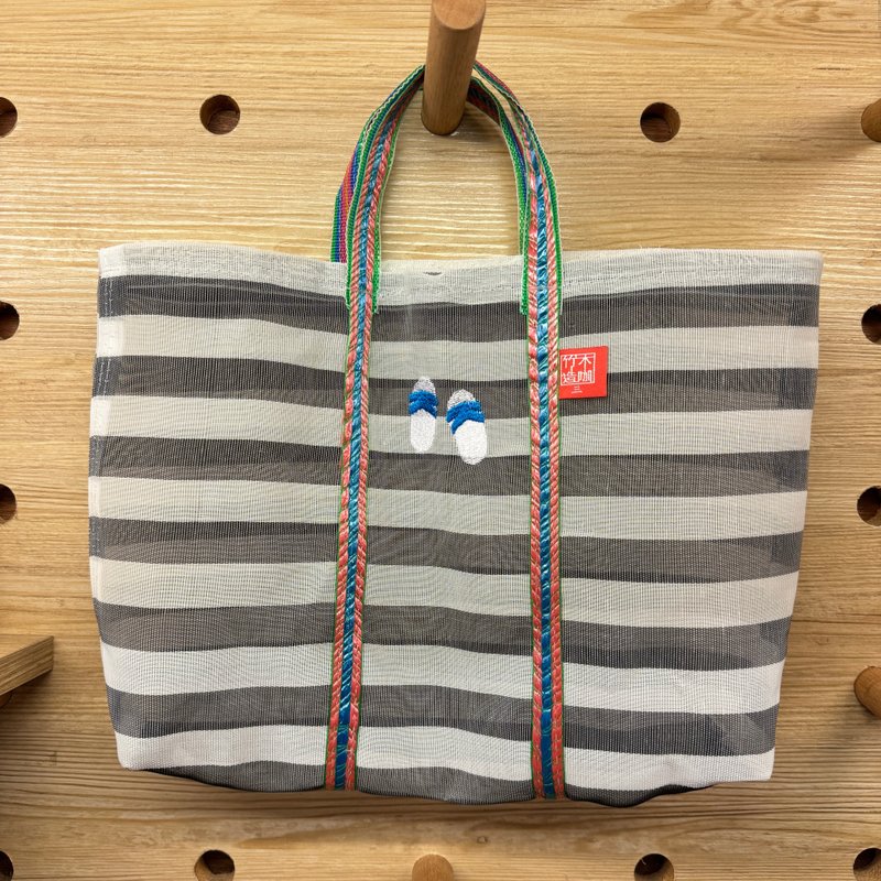 藍白拖刺繡茄芷袋 - 手提包/手提袋 - 塑膠 多色