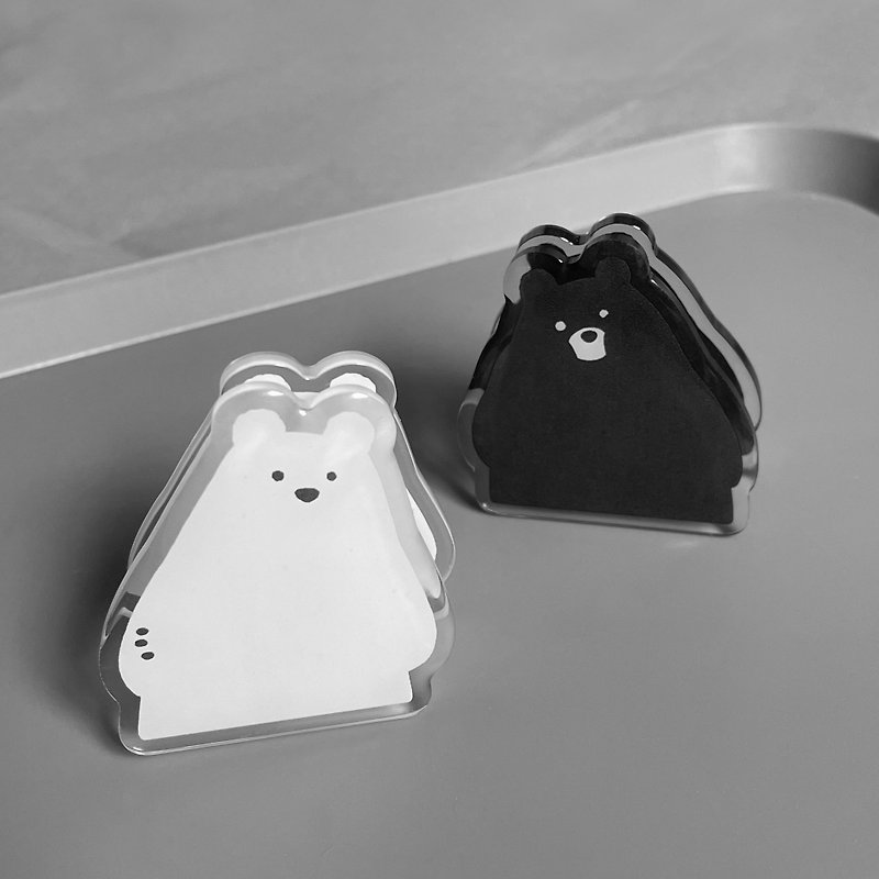 Bring some animals' Black Bear White Bear Acrylic Clip/Multifunctional Note Clip - Items for Display - Acrylic White
