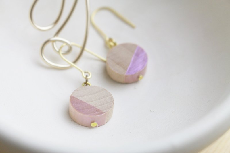 // Small round painted earrings faint purple // ve071 - Earrings & Clip-ons - Wood Purple