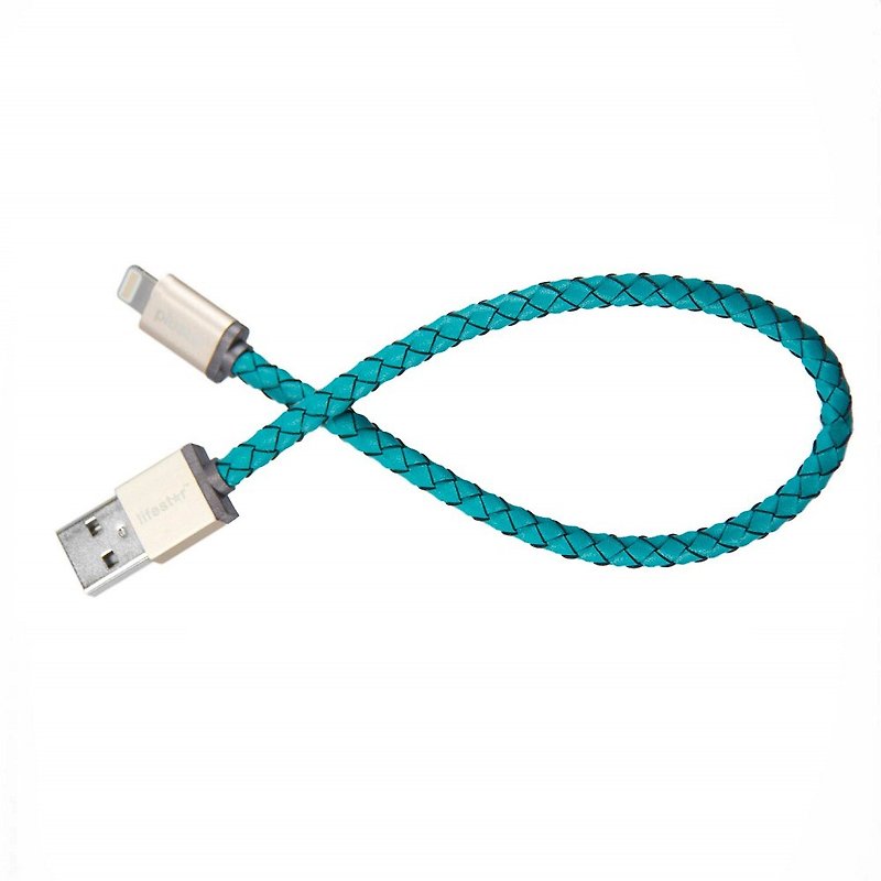 【Benefit Items】 PlusUs Lightning - USB Fashion Transmit 25cm Braided Turquoise - ที่ชาร์จ - วัสดุอื่นๆ สีเขียว