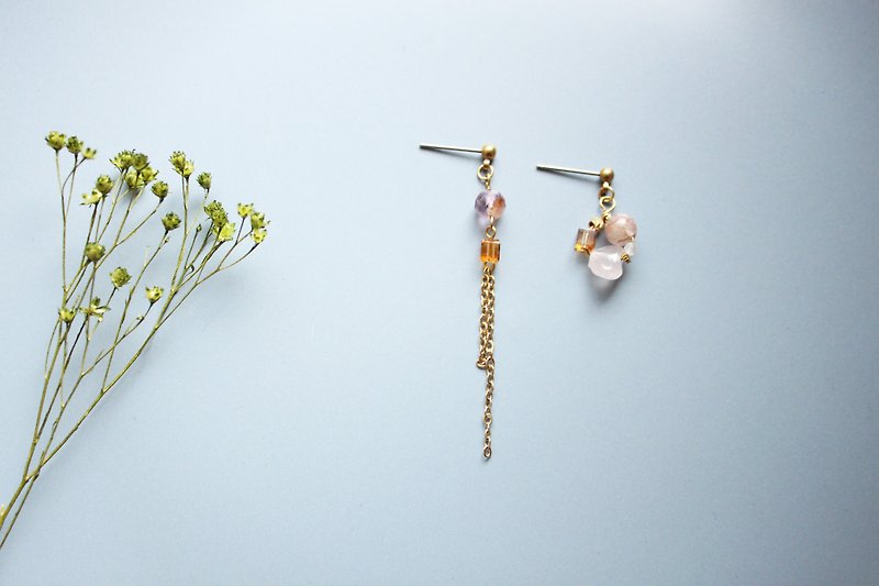 Tender - earring  clip-on earring - Earrings & Clip-ons - Copper & Brass Pink