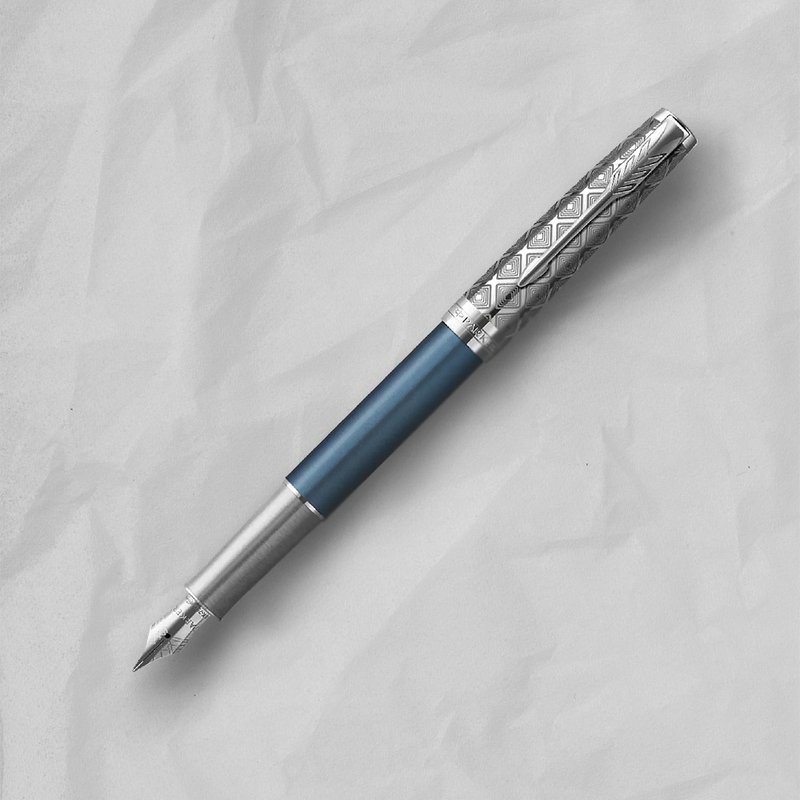PARKER 派克 18K金 卓爾致臻系列 蔚藍 F尖 鋼筆 免費刻字 - 鋼筆 - 其他金屬 藍色