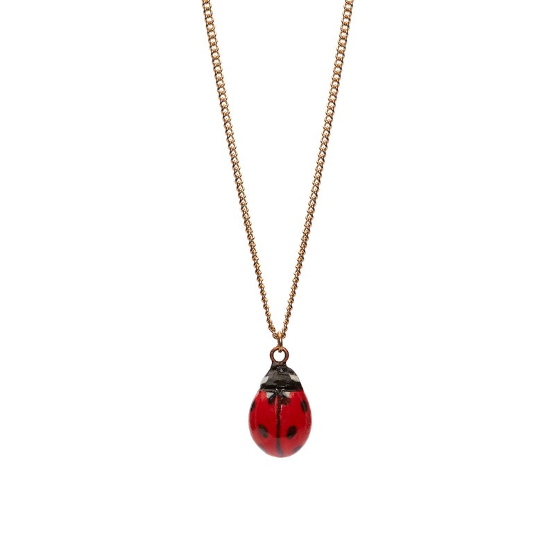AndMary 手繪瓷項鍊-瓢蟲 禮盒包裝 Ladybird Necklace - 項鍊 - 瓷 紅色