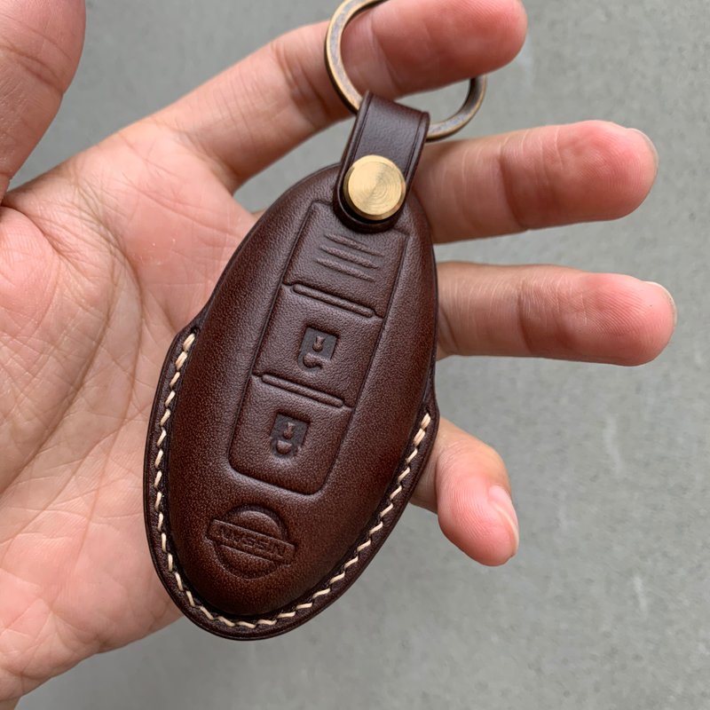 Buttero Leather car key case, car key cover, Nissan Livina Sentra xtrail kicks - ที่ห้อยกุญแจ - หนังแท้ สีแดง