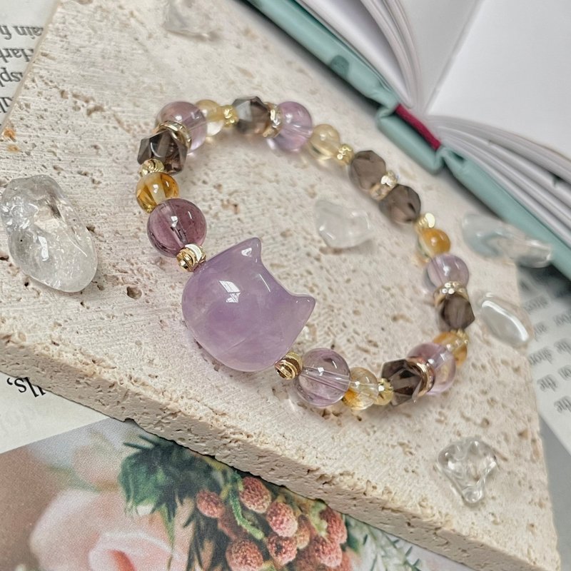 Lavender amethyst citrine crystal bracelet design 14K gold-filled good luck crystal bracelet gift - Bracelets - Crystal Multicolor