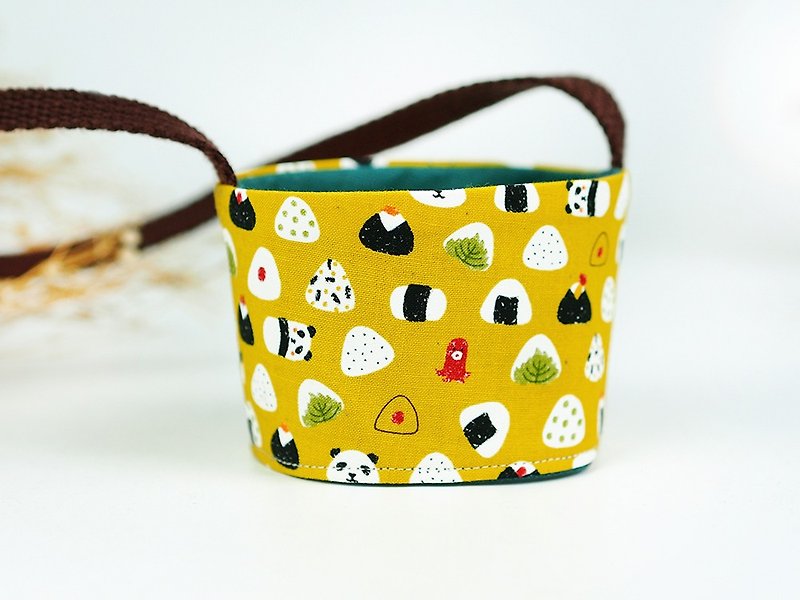 手作り環境保護袋は、吸収性コーヒー飲料食品イラストバッグタコボール[パンダ]マスタードを負担黄色[D-45] - ドリンクホルダー - コットン・麻 イエロー