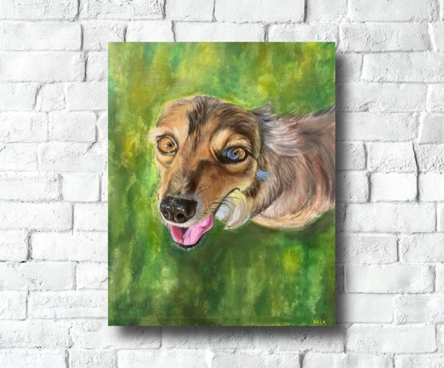 キャンバス上の犬の絵、オリジナルの油絵、カラフルなアートワーク