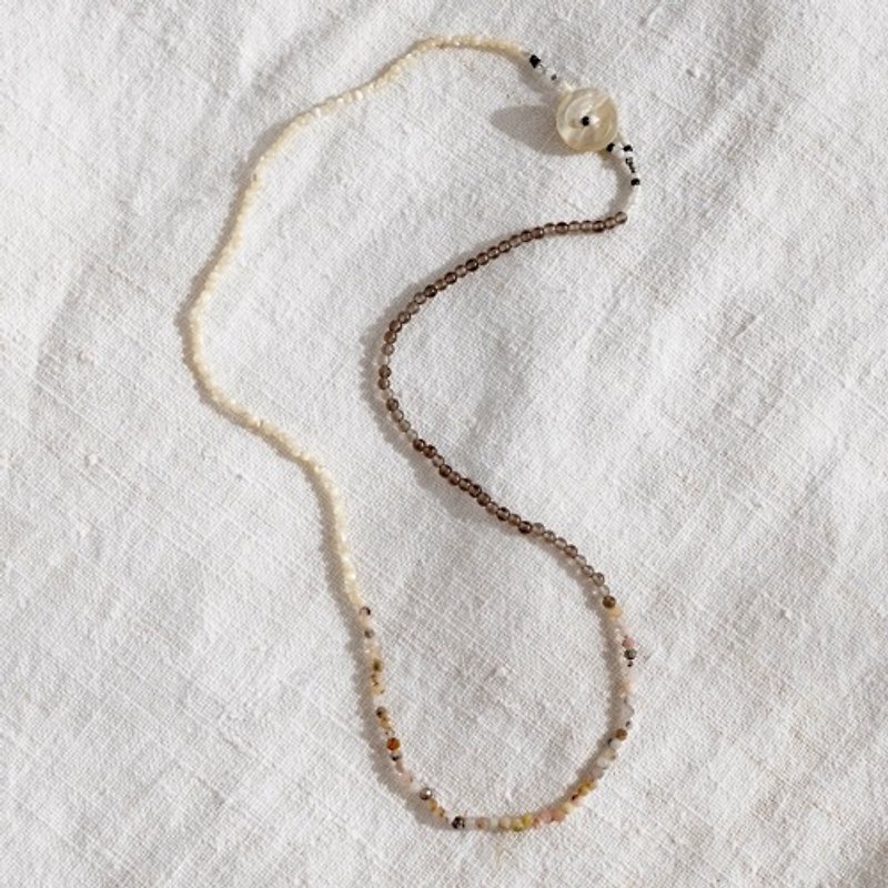 Natural stone mix necklace [OP769] - สร้อยคอ - เครื่องเพชรพลอย 