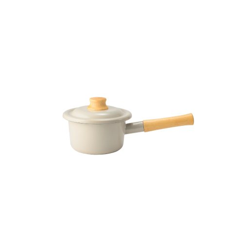 富士琺瑯 FUJIHORO JAPAN 日本FUJIHORO Cotton Plus 系列 單柄附蓋琺瑯牛奶鍋14cm 暖米色