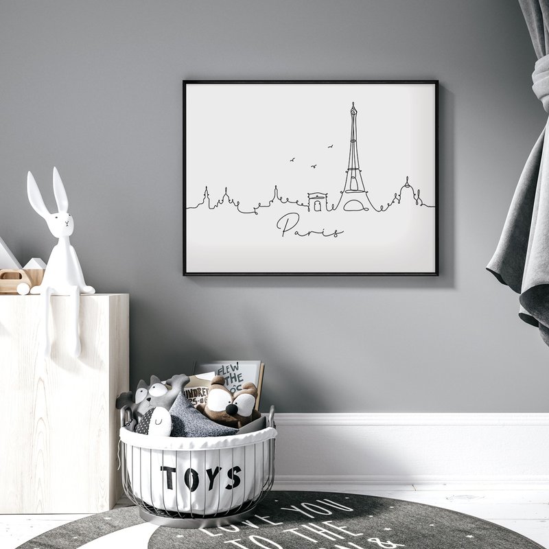 Skyline • Paris - Wall Art, Home Decor, Commercial space design, City Prints - โปสเตอร์ - ผ้าฝ้าย/ผ้าลินิน หลากหลายสี